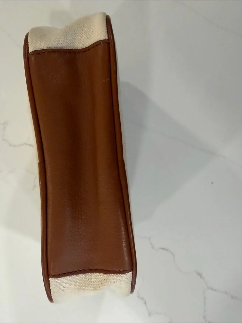 J. Crew Cream Canvas Belt Bag with Brown Trim